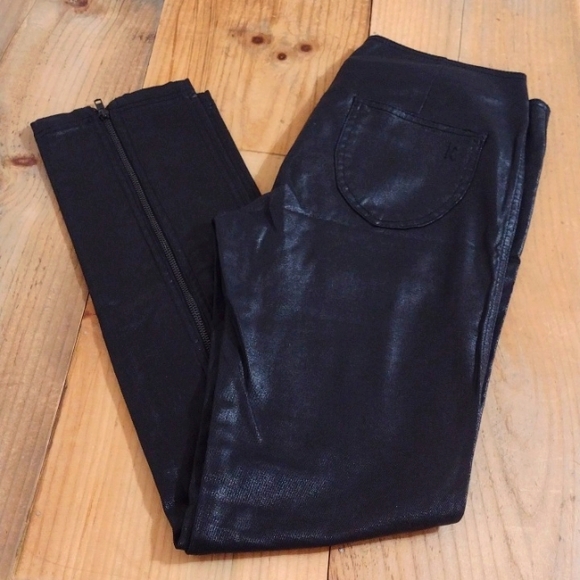 Kate Moss x Topshop Black Faux Leather Skinny Moto Retro Skinny Pants Size 6 - Picture 16 of 16
